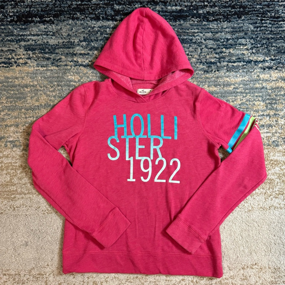 Hollister 1922 Pink Hoodie Long Sleeve Sweater Size M